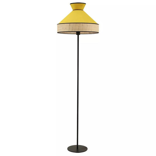 Lámpara de pie GATSBY de rafia y terciopelo Amarillo D.45cm